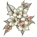 cherry blossom flowers outline tattoo design idea