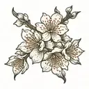 cherry blossom flowers outline tattoo design idea