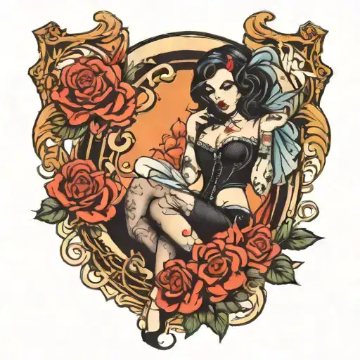 gothic pin up girl tattoo design idea