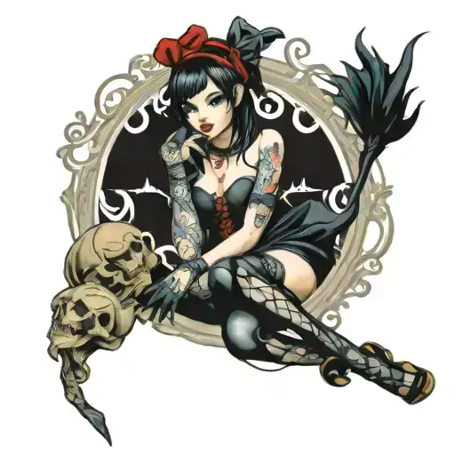 gothic pin up girl tattoo design idea