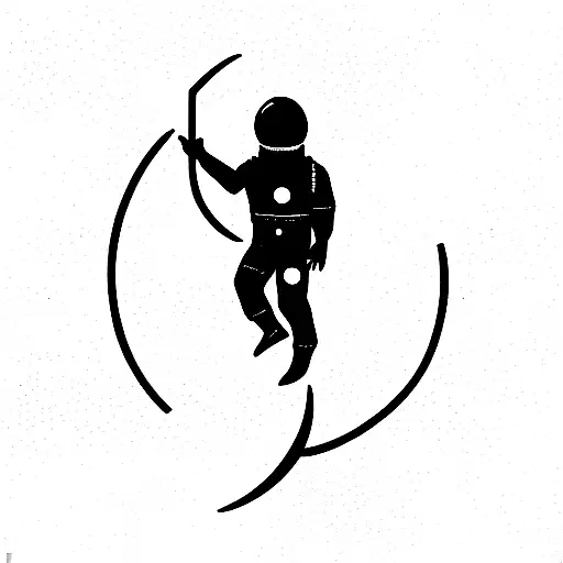 astronaut reaching for the crescent moon tattoo design idea