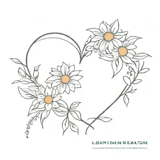 heart shaped daisy wreath tattoo design idea