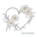 heart shaped daisy wreath tattoo design idea