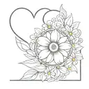 heart shaped daisy wreath tattoo design idea