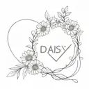 heart shaped daisy wreath tattoo design idea