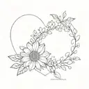 heart shaped daisy wreath tattoo design idea