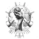 gods hands holding earth, crosses bottom left, "The World Is Yours" bottom right, outline of Trinidad and Italy bottom tattoo design idea