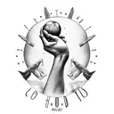 gods hands holding earth, crosses bottom left, "The World Is Yours" bottom right, outline of Trinidad and Italy bottom tattoo design idea