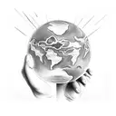 gods hands holding earth, crosses bottom left, "The World Is Yours" bottom right, tattoo design idea