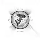gods hands holding earth, crosses bottom left, "The World Is Yours" bottom right, tattoo design idea