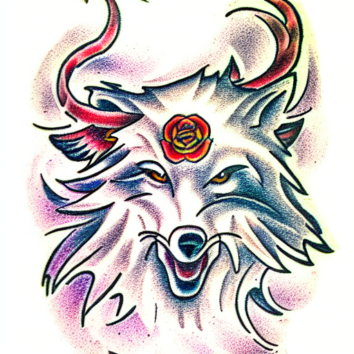 white wolf tattoo design idea