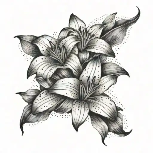Three lilies in a row black and white on forearm underside tattoo design idea