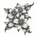 Three lilies in a row black and white on forearm underside tattoo design idea