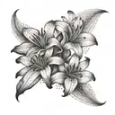 Three lilies in a row black and white on forearm underside tattoo design idea