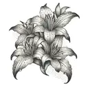 Three lilies in a row black and white on forearm underside tattoo design idea