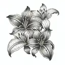 Three lilies in a row black and white on forearm underside tattoo design idea