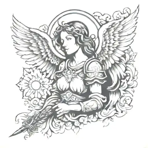 st michael archangel woman michael sword tattoo design idea