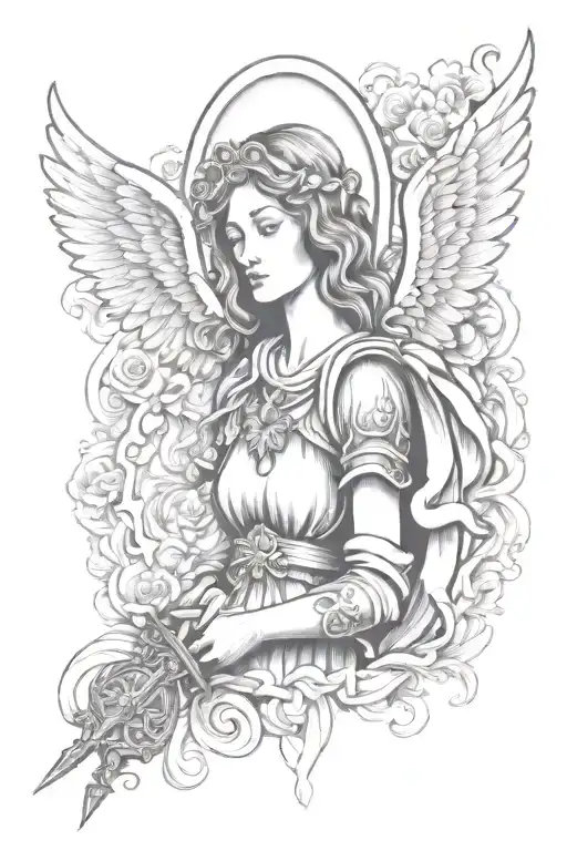 st michael archangel woman michael sword tattoo design idea