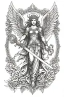st michael archangel female angel with sword  nice face tattoo design idea