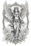 st michael archangel female angel with sword  nice face tattoo design idea