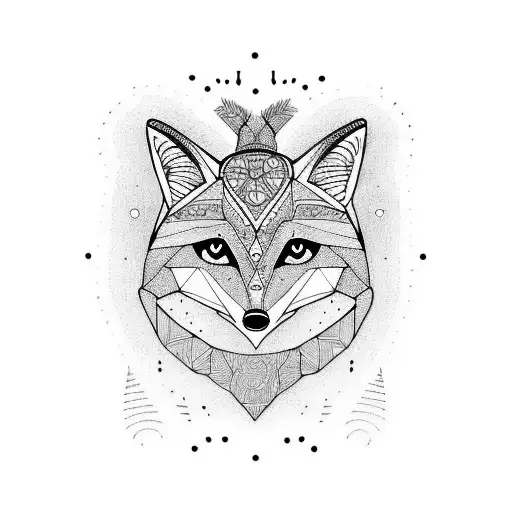Hippie Fox tattoo design idea