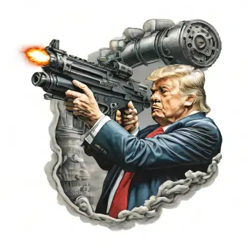 Donald trump shooting lasers tattoo design idea