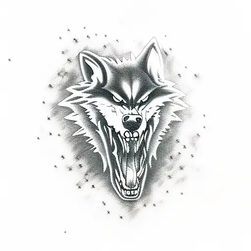 Werewolf duki playing soccer tattoo design idea