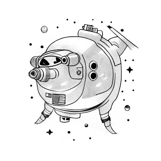 an astronaut bearded pig piloting a sci-fi styled UFO tattoo design idea