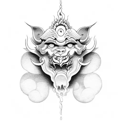 Fudo Myoo japanese black and white sketch tattoo design idea
