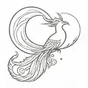 A phoenix singing on top of a moon tattoo design idea