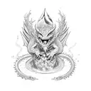 A wizard casting a spell on a dragon tattoo design idea