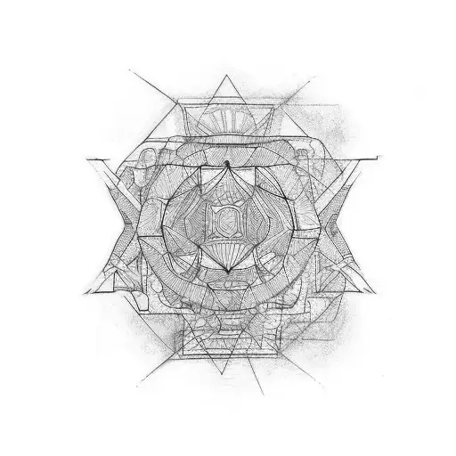 david with some structures for shoulder and upper arm horizontal tattoo design idea