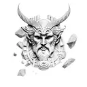 greek gods theme with some structures for shoulder and upper arm tattoo design idea