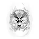 greek gods theme with some structures for shoulder and upper arm tattoo design idea