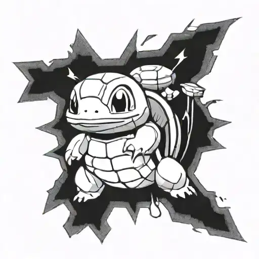 squirtle two middle fingers tattoo design idea