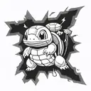 squirtle two middle fingers tattoo design idea
