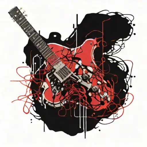 guitar, megan , depression hard times tattoo design idea