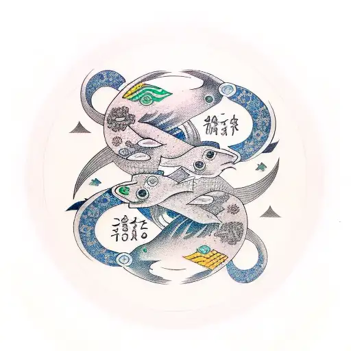 Gemini in love with Pisces  tattoo design idea