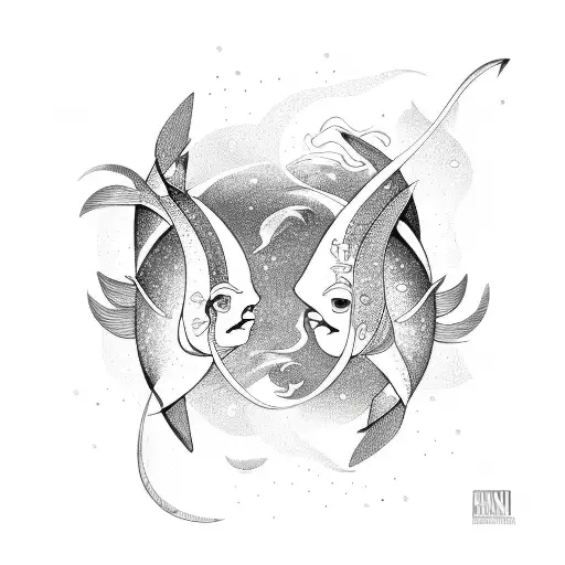 Gemini in love with Pisces  tattoo design idea