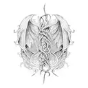 An intricate vine wrapping around a demon's wing tattoo design idea