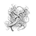 An intricate vine wrapping around a demon's wing tattoo design idea