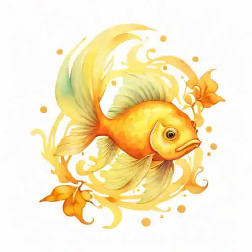 happy goldfish tattoo design idea