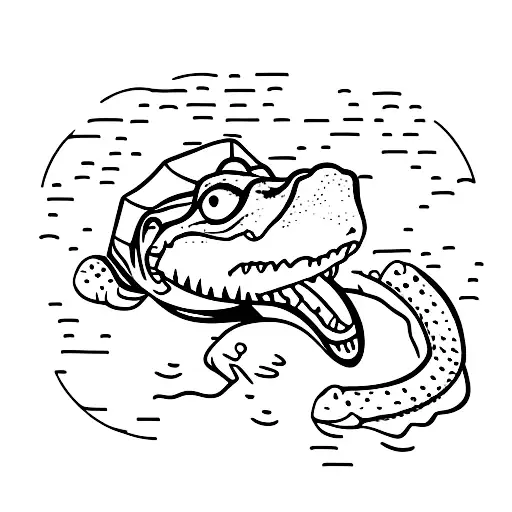 Alligator with name "Isla" tattoo design idea