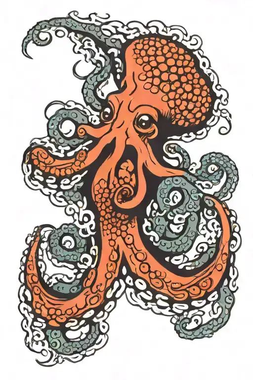 Octopus japanese water tattoo design idea