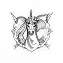 Scottish unicorn  tattoo design idea