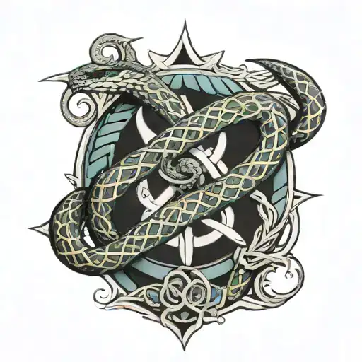 ouroboros snake trinity knot tattoo design idea