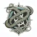 ouroboros snake trinity knot tattoo design idea