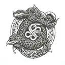 ouroboros snake trinity knot tattoo design idea