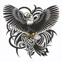 Bald Eagle and Philippine Eagle wings spread wide tattoo design idea