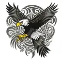 Bald Eagle and Philippine Eagle wings spread wide tattoo design idea